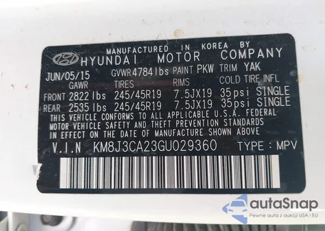 2016 Hyundai Tucson Limited из США, поврежденный, VIN KM8J3CA23GU029360